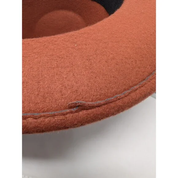 Fedora Hat Wide Brim Artwork Design Woman Figure Rustic Orange OSFM - Picture 9 of 9